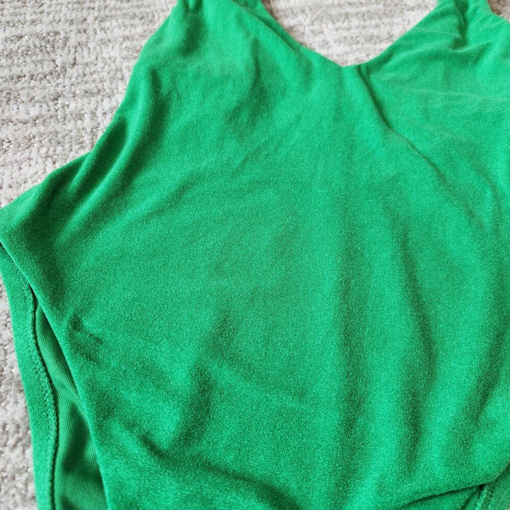 Sanctuary womens high leg one piece swimsuit kelly green micro terry size M - Picture 4 of 12